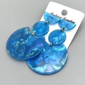 Blue Iridescent Acrylic Drop Earrings